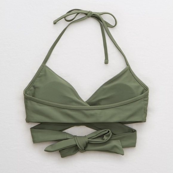 Aerie Wrap Halter Bikini Top Sage Green Size S - Picture 4 of 10